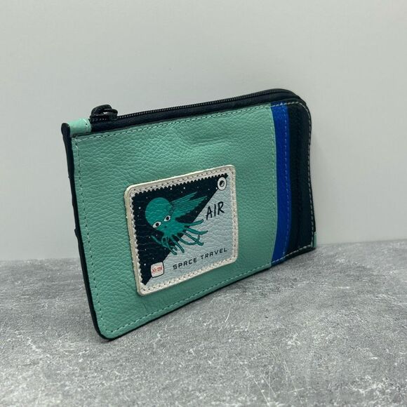 Min & Mon Space Travel Air Leather Zip Pouch Card Holder Wallet - Picture 2 of 15